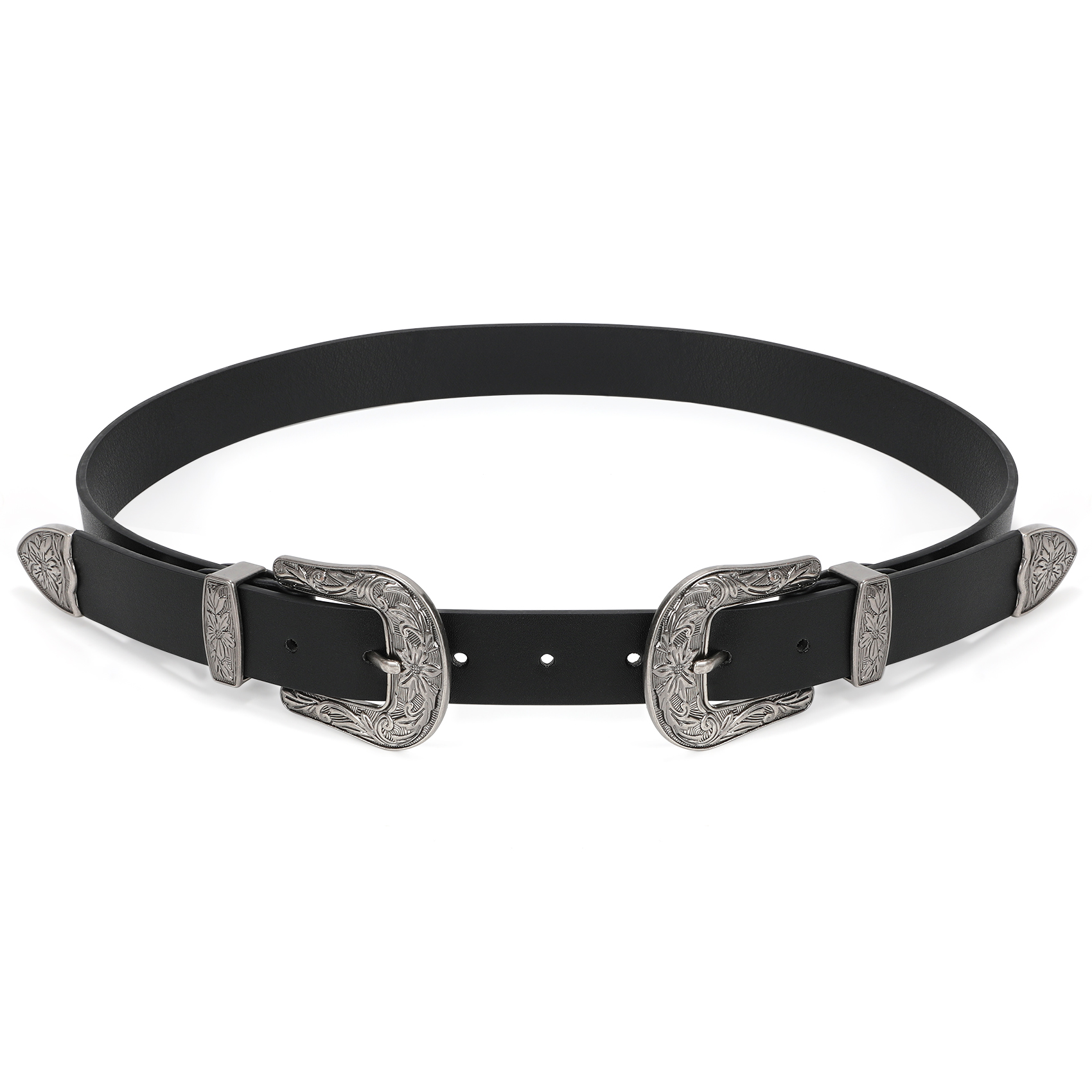 BringVIBE Distinctive Patterned Buckle Leather Belt: Vintage and Cowboy Style